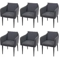 Mendler 6er-Set Esszimmerstuhl MCW-H93, Küchenstuhl Lehnstuhl Stuhl Stoff/Textil dunkelgrau