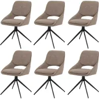 Mendler 6er-Set Esszimmerstuhl MCW-N73, Küchenstuhl, drehbar Auto-Return, Stoff/Textil Boucle (540g/m²) beige
