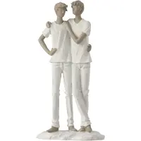 J-Line Dekofigur in Weiß/ Taupe - (B)13,5 x (H)26 cm - onesize