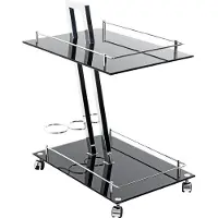 Haku Servierwagen chrom, schwarz - Metall, Sicherheitsglas 8 mm, B/H/T: 40x72x60 cm