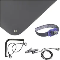 Bernstein ESD Handling Set 5-tlg Matte schwarz (610x450x1,5)Armband 2 Kabel Klemme
