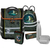 MCNEILL Mandalorian, Pencil pouch, Federmäppchen, Schultasche, Sporttasche, Junge, Rucksack, 22 l, Fronttasche, Seitentasche, Grün, Orange