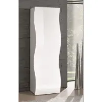 Web Furniture Design-Kleiderschrank mit Regal und Kleiderstange, Hochglanz Weiß, Onda Wardrobe