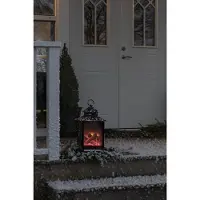 Konstsmide - LED Laterne, groß, Kamin, 8h Timer, Trafo- und battebetrieben, 6 warm weiße Dioden, 4,5V Außentrafo/batteriebetrieben, 0,6W, schwarzes Kabel, Batterie: 3 x C 1,5V (exkl.)