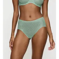 Triumph Maxislip "Signature Sheer", Damen, Gr. 36, grün (misty turquoise), Obermaterial: 51% Polyamid, 49% Elasthan, figurbetont, Unterhosen Maxislip, Monogramm-Tüll