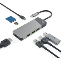 Green Cell HUBGC01, USB Typ-C, HDMI, USB 3.2 Gen 2 (3.1 Gen 2) Type-A, USB 3.2 Gen 2 (3.1 Gen 2) Type-C, MicroSD (TransFlash), SD, 5000 Mbit/s, 60 Hz, 3840 x 2160