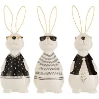 J-Line 3er-Set: Dekofiguren "Hase" in Grau/ Schwarz/ Weiß - (H)29,5 cm - onesize