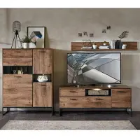 Wohn-Concept Manhattan TV-/Wohnwand Holzwerkstoff/Metall Haveleiche Cognac/Graphit