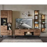 Wohn-Concept Manhattan TV-/Wohnwand Holzwerkstoff/Metall Haveleiche Cognac/Graphit