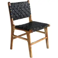 House Nordic Perugia Esszimmerstuhl Teak m. Schwarzes Leder