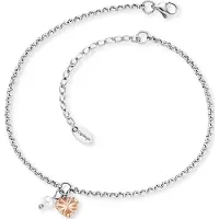 Engelsrufer Fußkette "Herz", rosa (edelstahlfarben, roségoldfarben, weiß), Fußketten, Damen, Edelstahl Perlen, Edelstahl, Perlen, Fußkette, mit Süßwasserzuchtperle