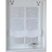 Kutti Heimtextilien Raffrollo Ösenrollo Weiss transparent maritim Seabird Breite 45 cm x Höhe 130 cm