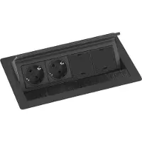 Evoline Flip Top Push Data M Steckdosenleiste, 2 freie Modulplätzen, schwarz