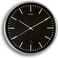 MAUL Wanduhr MAULfly Ø 30.5 x 5 cm funkgesteuert Aluminium 1 x AA (1.5 V) schwarz