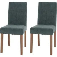 MCW 2er-Set Esszimmerstuhl Littau, Stuhl Küchenstuhl Hochlehner, Stoff/Textil Chenille Holz grün, naturfarbene Beine