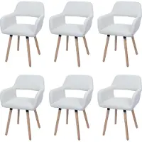 MCW 6er-Set Esszimmerstuhl MCW-A50 II, Stuhl Küchenstuhl Polsterstuhl, Holz Stoff/Textil Cord (400g/m²) MVG creme-weiß
