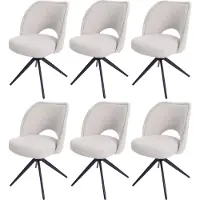 Mendler 6er-Set Esszimmerstuhl MCW-N72, Polster-Küchenstuhl, drehbar Auto-Return, Stoff/Textil (420g/m²) creme