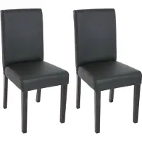 MCW 2er-Set Esszimmerstuhl Stuhl Küchenstuhl Littau Kunstleder, schwarz matt, dunkle Beine