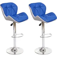 Mendler 2er-Set Barhocker MCW-A92, Barstuhl Tresenhocker, höhenverstellbar Kunstleder blau