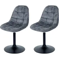 MCW 2er-Set Esszimmerstuhl MCW-A60, Küchenstuhl Stuhl Drehstuhl, Stahl MVG Stoff/Textil Chenille (465g/m²) dunkelgrau