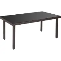 Mendler Poly-Rattan Gartentisch Chieti, Esstisch Tisch mit Glasplatte, 160x90x74cm braun