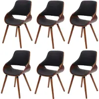 Mendler 6er-Set Esszimmerstuhl MCW-D23, Küchenstuhl Stuhl, Retro-Design Kunstleder schwarz