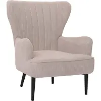 MCW Lounge-Sessel MCW-K37, Cocktail-/Ohrensessel Polsterstuhl Retro Vintage Stoff Cord (290g/m²) beige