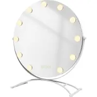 Emke Hollywood Kosmetikspiegel(Rund) mit 11 Lampen, 1X+7X Vergrösserung, 3 Farbtemperatur, 50*58cm,Weiss