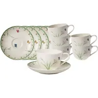 Villeroy & Boch Tasse "Kaffeetassen mit Untertassen Colourful Spring 230 ml 6er Set bunt", bunt, Porzellan, Trinkgefäße, Tasse