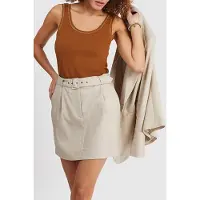 ICODE Iridescent Beige Linen-blend Suit Skirt Größe: 40 | Miniröcke Outlet | Damen | Braun