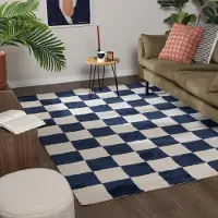 De Onlinewinkelier b.v. Teppich Kariert - Blox Blau Weiß 120x170 cm