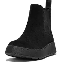 Original Brands Boots F-Mode Suede Flatform Chelsea Boots Women All Black-Schuhgröße 40