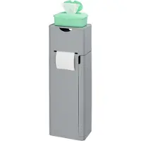Wenko 6 in 1 Stand WC-Garnitur Imon Grau matt, integrierter Toilettenpapierhalter, WC-Bürstenhalter, Wenko Grau