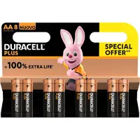 Duracell Plus 100, Einwegbatterie, AA, Alkali, 1,5 V, 8 Stück(e), Mehrfarbig