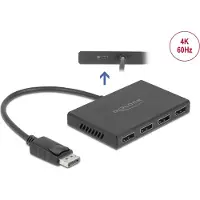DeLOCK DisplayPort 1.4 Splitter 1 x DisplayPort in zu 4 x DisplayPort out, DisplayPort, 4x DisplayPort, 7680 x 4320 Pixel, Schwarz, Kunststoff, 1.4/2.2