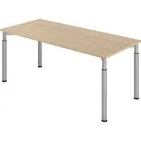 Hjh OFFICE PRO YAMA 19 S | 180x80 - 180 x 80 Eiche/Silber höhenverstellbar