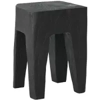 MUST Living Hocker Ativ aus recyceltem Teakholz, skandinavisches Design, schwarz, handgefertigtes Unikat