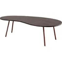 FineBuy Couchtisch Akazie Grey Massivholz 122 cm · Wohnzimmertisch in Nierenform Metallbeinen · Handgefertigter Design Tisch im Retro Mid-Century Look