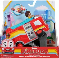 Spin Master Disney Junior Firebuds, Bo und Flash Spielzeug-Feuerwehrauto mit Rückzugmotor und Wheelie-Action, Kinderspielzeug für Jungen und Mädchen, Feuerwehrauto, 3 Jahr(e), Kunststoff, Grau, Rot, Weiß