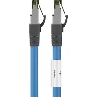 Goobay RJ45 (CAT 6A, 500 MHz) Patchkabel mit CAT 8.1 S/FTP Rohkabel, Blau, 20 m, LSZH halogenfrei, 99,9% OFC-Kupfer AWG 24