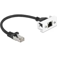DeLOCK Netzwerk Verlängerungskabel für Easy 45 Modul S/FTP RJ45 Stecker zu RJ45 Buchse Cat.6A 25 cm schwarz, 0,25 m, Cat6a, S/FTP (S-STP), RJ-45, RJ-45, Schwarz, Weiß
