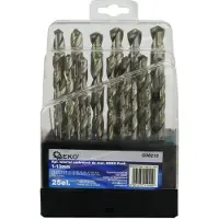 GEKO Metallbohrer, Satz mit 25 Stück, 1-13 mm, je 0,5 mm, HSS
