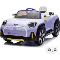 Vrooomy MINI Aceman Kinder Elektroauto 12V (1–5 Jahre) – Offiziell lizenziert, mit Fernbedienung, EVA-Reifen, Bluetooth & Ledersitz – Kinder Elektrofahrzeug – Lila