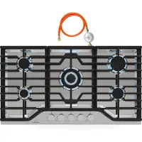 Klarstein Turbocast Gaskochfeld - 5-Brenner Edelstahl 304, 3,4 kW Wokbrenner, Gusseiserne Pfannenhalter, Elektrische Zündung, Sicherheitsabschaltung, LPG-Umrüstsatz, Gasherdplatte