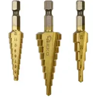 GEKO | Stufenbohrer, 3-20mm, 3-tlg, Stufenbohrer Set, Bohrer Satz für Metall, Holz, Kunststoff