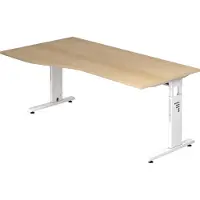 Hjh OFFICE PRO MEGA 18 W - 180 x 100 höhenverstellbar Eiche/Weiß