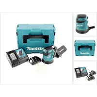 Makita DBO 180 RYJ 18 V Akku Exzenterschleifer + 2x Akku 1,5Ah + Ladegerät + Makpac