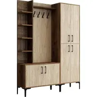 Skye Decor , Viyana D - Walnut, Travertine, Nussbaum, Hallenstand, 90 x 200 x 35 cm, 100 % MELAMINBESCHICHTETE SPANPLATTEN