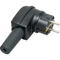 Kopp 178216054 Schutzkontakt-Vollgummi-Winkelstecker, bruchfest, schlagfest, Knickschutz, 2 Schutzkontaktsysteme, für Kabel 3x2,5mm2, Farbe: schwarz - 10 Stück