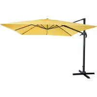 Mendler Gastronomie-Ampelschirm MCW-A96, Sonnenschirm 3x3m (Ø4,24m) Polyester Alu/Stahl 23kg gelb ohne Ständer